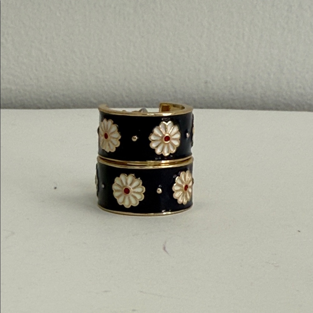 Floral Enamel Hoop Earrings - Picture 5 of 7
